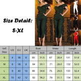Elegant Sexy Jumpsuits Women O Neck Ruffles Jumpsuit Loose Trousers Split Side Pants Rompers Holiday Belted Leotard Overalls