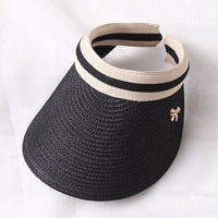 New Women's Sun Hats Handmade Straw Visor Caps Parent-Child Summer Hat Empty Top Beach Hat