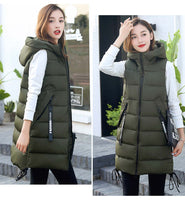 Brieuces Autumn Winter Vest Women Waistcoat Female Sleeveless Vest Jacket Hooded Warm Long Vest Coat Colete Feminino