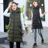 Brieuces Autumn Winter Vest Women Waistcoat Female Sleeveless Vest Jacket Hooded Warm Long Vest Coat Colete Feminino