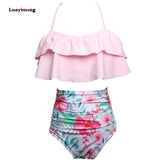 Mother Kids Swimwear Summer Fashion Mother Daughter Clothes Family Matching Outfits Girls Bikini Bathing Suit Onepiece Beachwear
