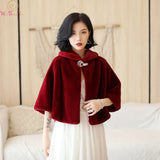 Wine Red Formal Party Evening Jackets Wraps Faux Fur cloaks Wedding Capes Winter Women Bolero Wrap Shawls In Stock 2021 shrug