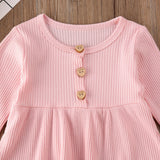 Pudcoco Newborn Baby Girl Clothes Solid Color Long Sleeve Knitted Cotton Tops Flower Ruffle Long Pants 2Pcs Outfits Clothes