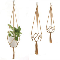 Handmade Flower Pot Hanging Basket Knotted Rope Flowerpot Net Bag Horticultural Home Door Balcony Courtyard Garden Decor