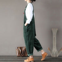 Kaftan Corduroy Overalls Womens Jumpsuits 2021 Autumn Harem Pants Casual Long Pantalon Palazzo Female Button Rompers Playsuit