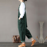 Kaftan Corduroy Overalls Womens Jumpsuits 2021 Autumn Harem Pants Casual Long Pantalon Palazzo Female Button Rompers Playsuit