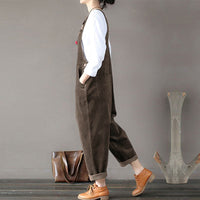 Kaftan Corduroy Overalls Womens Jumpsuits 2021 Autumn Harem Pants Casual Long Pantalon Palazzo Female Button Rompers Playsuit