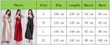 Women V-neck Satin Silk Red Sexy Sling V-neck Lace Pajama Night Dress Nightgown Sleepwear Long Dress