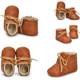 New  Baby Infant  Boys Girls Shoes Prewalker Soft Sole Ankle Leather