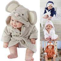 Lovely Baby Girls Cartoon Hooded Bathrobe Child Toddler Bathing Towel Robe Cute Winter Baby Clothing Sleepwear