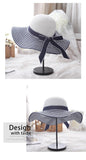 Hot Sale Fashion Hepburn Wind Black White Striped Bowknot Summer Sun Hat Beautiful Women Straw Beach Hat Large Brimmed Hat