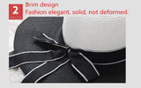 Hot Sale Fashion Hepburn Wind Black White Striped Bowknot Summer Sun Hat Beautiful Women Straw Beach Hat Large Brimmed Hat