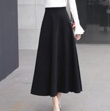 High Waist Woolen Skirts Womens Winter Fashion Streetwear Wool Long Pleated Skirt With Belt Casual Ladies