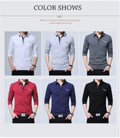 T Shirt Men Long T-shirt Turn-down Stripe Designer T-shirt Slim Fit Loose Casual Cotton T Shirt Male Plus Sizes