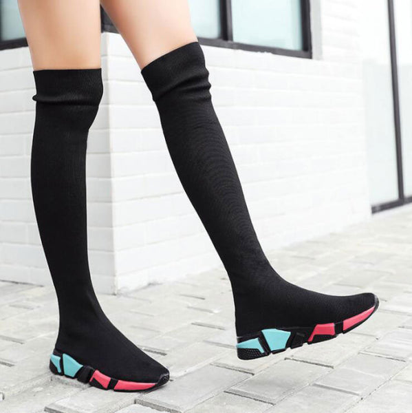 Elastic Over The Knee Boots Women Socks Black Boots Long Thigh High Slim Knitting Boots Sneakers Platform Designer Long Shoes