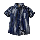 Toddler Boy Clothes Set Navy Stars Shirt Tops + White Shorts with Belt Fashion Clothing Set for Baby Boy Short Suit