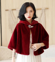 Wine Red Formal Party Evening Jackets Wraps Faux Fur cloaks Wedding Capes Winter Women Bolero Wrap Shawls In Stock 2021 shrug
