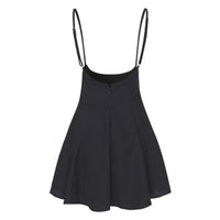 Women's High Waist Strap Mini Skirt Pleated Skater Overall Flare Suspender Skirt