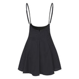 Women's High Waist Strap Mini Skirt Pleated Skater Overall Flare Suspender Skirt