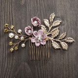 MOLANS Luxury Hairpin For Women Hair Combs Headdress Prom Bridal Wedding Crown Elegant Hair Accessories Gold Leaves Headwear 1PC