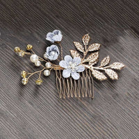 MOLANS Luxury Hairpin For Women Hair Combs Headdress Prom Bridal Wedding Crown Elegant Hair Accessories Gold Leaves Headwear 1PC