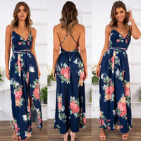 Women Floral Maxi Printed V Neck Dress Prom Evening Party Summer Beach Casual Long Sun dress