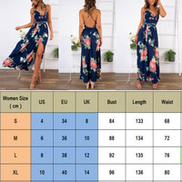 Women Floral Maxi Printed V Neck Dress Prom Evening Party Summer Beach Casual Long Sun dress