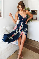 Women Floral Maxi Printed V Neck Dress Prom Evening Party Summer Beach Casual Long Sun dress