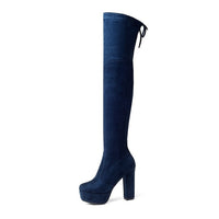 Size 34-43 New Over the Knee Boots Women Faux Suede Thigh High Boots Platform Stretch Slim Sexy Ladies Women's Winter Boots