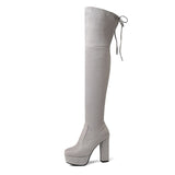 Size 34-43 New Over the Knee Boots Women Faux Suede Thigh High Boots Platform Stretch Slim Sexy Ladies Women's Winter Boots