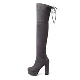 Size 34-43 New Over the Knee Boots Women Faux Suede Thigh High Boots Platform Stretch Slim Sexy Ladies Women's Winter Boots