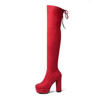 Size 34-43 New Over the Knee Boots Women Faux Suede Thigh High Boots Platform Stretch Slim Sexy Ladies Women's Winter Boots