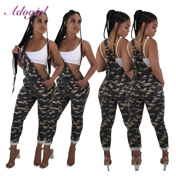 Casual Camouflage One Shoulder Hollow Out Night Party Club Jumpsuit Women Sexy Strapless Backless Streetwear Rompers Overalls
