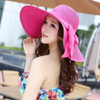 Summer Wide Brim Straw Hats Big Sun Hats For Women UV Protection Panama  Floppy Beach Hats Ladies Bow Hat Chapeau Femme