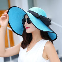 Summer Wide Brim Straw Hats Big Sun Hats For Women UV Protection Panama  Floppy Beach Hats Ladies Bow Hat Chapeau Femme