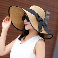 Summer Wide Brim Straw Hats Big Sun Hats For Women UV Protection Panama  Floppy Beach Hats Ladies Bow Hat Chapeau Femme