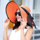 Summer Wide Brim Straw Hats Big Sun Hats For Women UV Protection Panama  Floppy Beach Hats Ladies Bow Hat Chapeau Femme