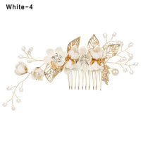 Fashion Luxury  Blue Flower Hair Combs Headdress Prom Bridal Wedding Hair Accessories Gold Leaves Hair Jewelry Hair Pins