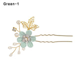 Fashion Luxury  Blue Flower Hair Combs Headdress Prom Bridal Wedding Hair Accessories Gold Leaves Hair Jewelry Hair Pins