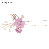 Fashion Luxury  Blue Flower Hair Combs Headdress Prom Bridal Wedding Hair Accessories Gold Leaves Hair Jewelry Hair Pins