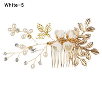 Fashion Luxury  Blue Flower Hair Combs Headdress Prom Bridal Wedding Hair Accessories Gold Leaves Hair Jewelry Hair Pins
