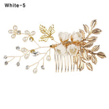 Fashion Luxury  Blue Flower Hair Combs Headdress Prom Bridal Wedding Hair Accessories Gold Leaves Hair Jewelry Hair Pins