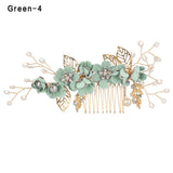 Fashion Luxury  Blue Flower Hair Combs Headdress Prom Bridal Wedding Hair Accessories Gold Leaves Hair Jewelry Hair Pins