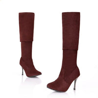 Plus size 34-43 new fashion shoes over the knee boots women stiletto high heels autumn pointed toe thigh high boots