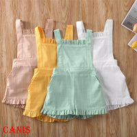 Toddler Baby Girls 6M-4T Kids Summer Romper Solid One-Pieces Sleeveless Casual Jumpsuit 4 Colors