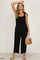Summer new Women Casual Loose Linen Cotton Jumpsuit Sleeveless Backless Playsuit Trousers Overalls