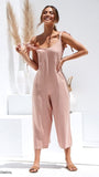 Summer new Women Casual Loose Linen Cotton Jumpsuit Sleeveless Backless Playsuit Trousers Overalls