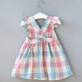 New Summer Girls' Dress Korean Strap Plaid Casual Sleeveless Party Princess Dress Cute Children's Baby Kids Girls Clothing