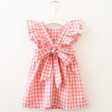 New Summer Girls' Dress Korean Strap Plaid Casual Sleeveless Party Princess Dress Cute Children's Baby Kids Girls Clothing