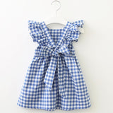 New Summer Girls' Dress Korean Strap Plaid Casual Sleeveless Party Princess Dress Cute Children's Baby Kids Girls Clothing